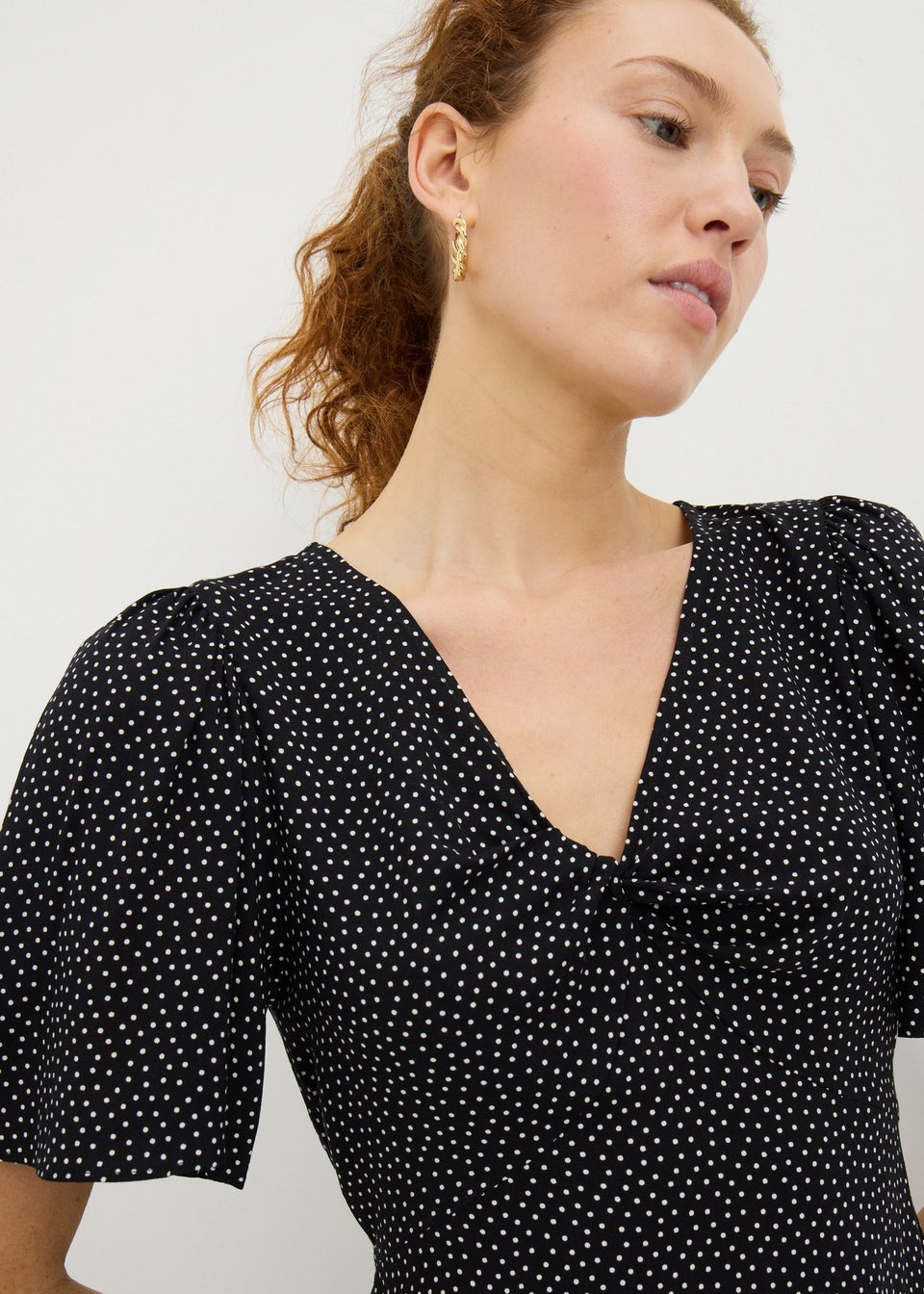 Black Spot Print Mini Tea Dress
