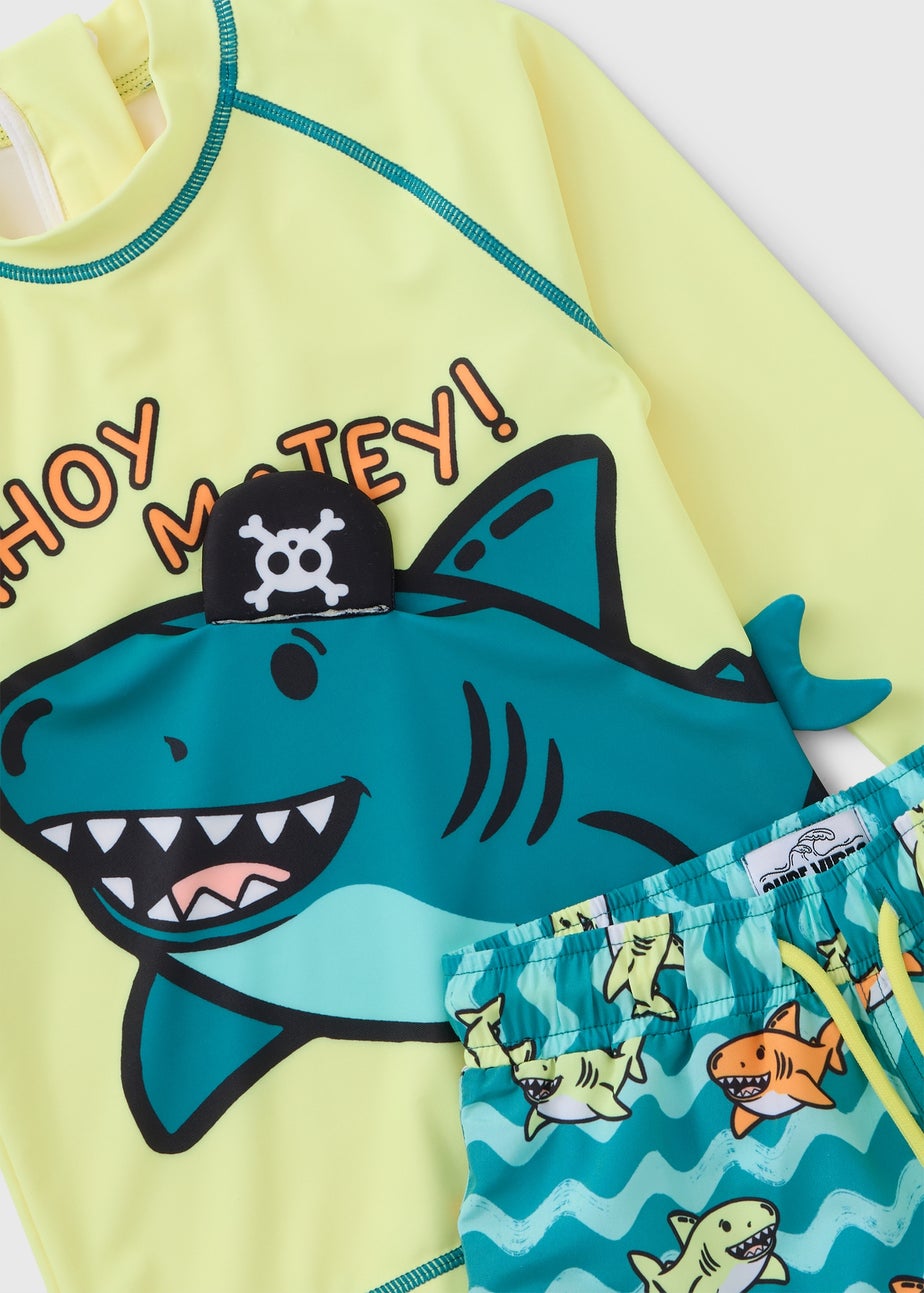 Boys Yellow 3D Shark Swim Set (1-7yrs)
