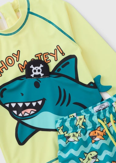 Boys Yellow 3D Shark Swim Set (1-7yrs)