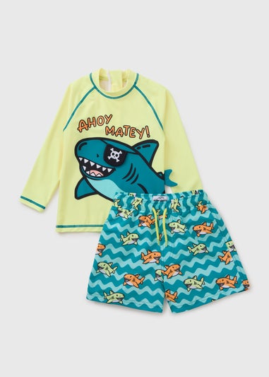 Boys Yellow 3D Shark Swim Set (1-7yrs)