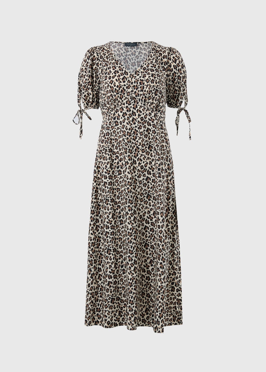 Brown Leopard Midi Tea Dress