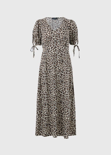 Brown Leopard Midi Tea Dress