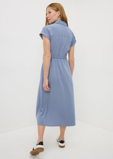 Blue Clipper Midi Shirt Dress