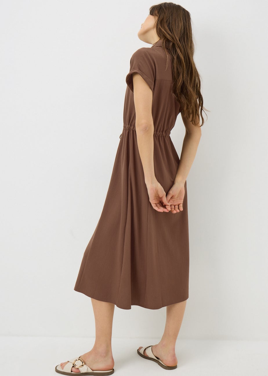 Chocolate Brown Clipper Midi Shirt Dress