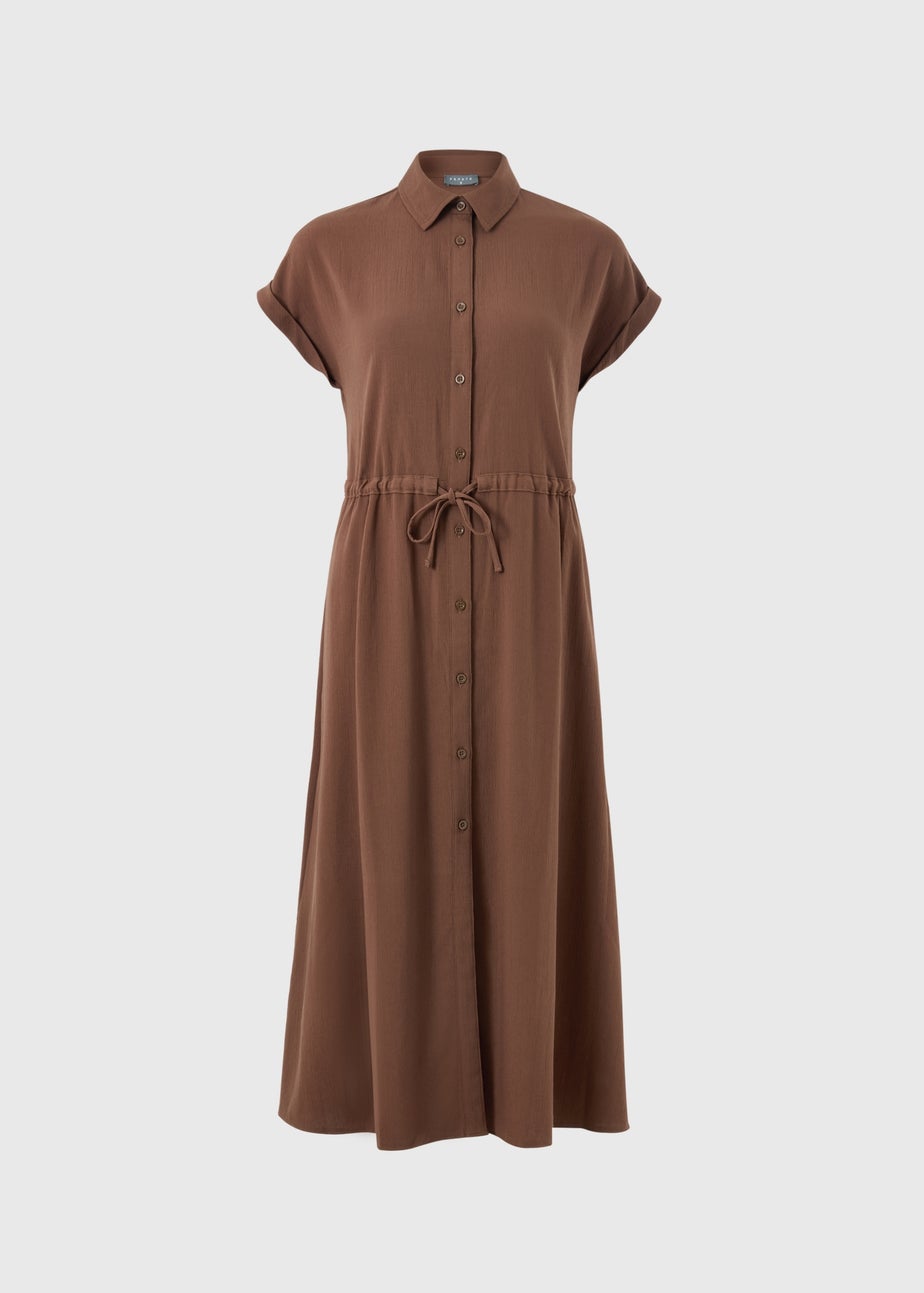 Chocolate Brown Clipper Midi Shirt Dress