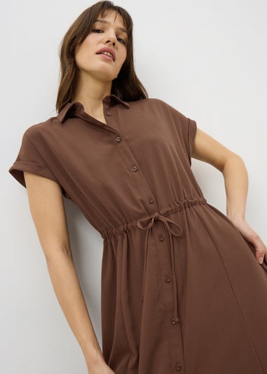 Chocolate Brown Clipper Midi Shirt Dress