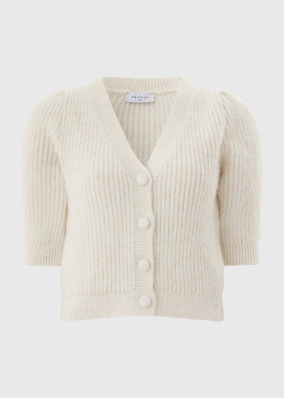Cream Fluffy Short Sleeve Cardigan