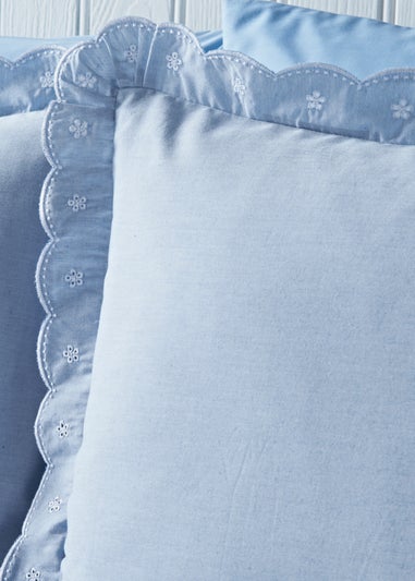 Blue Chambray Embroidered Duvet Set