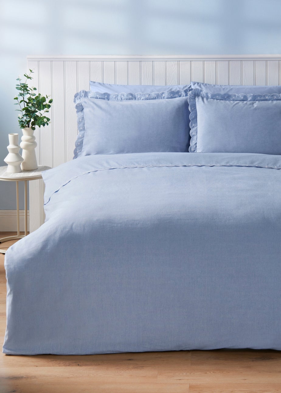 Blue Chambray Embroidered Duvet Set
