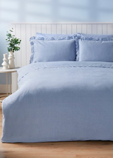 Blue Chambray Embroidered Duvet Set