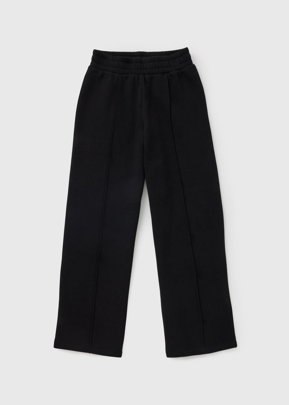 Girls Black Wide Leg Jogging Bottoms (7-15yrs)