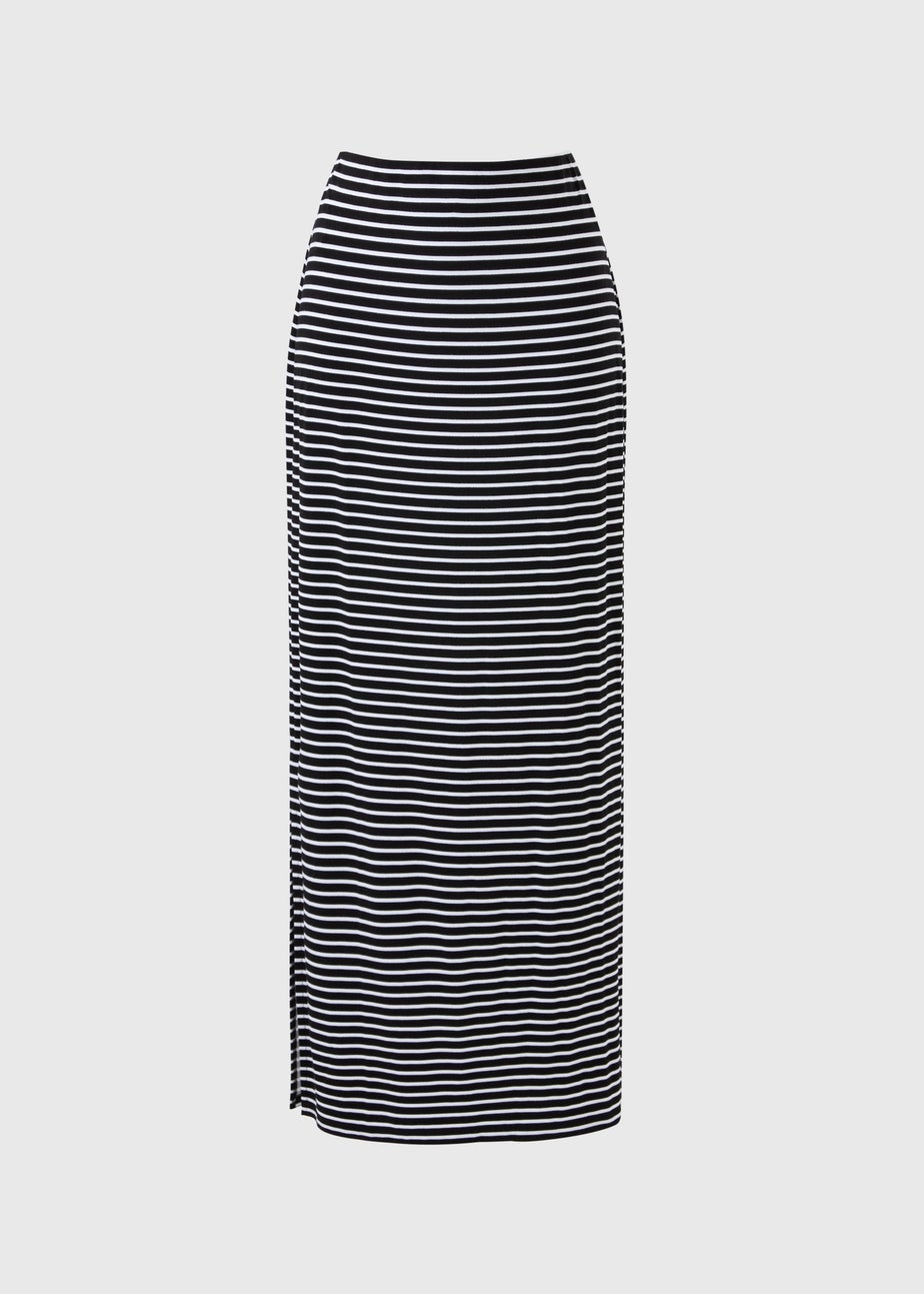 Black Stripe Jersey Maxi Skirt