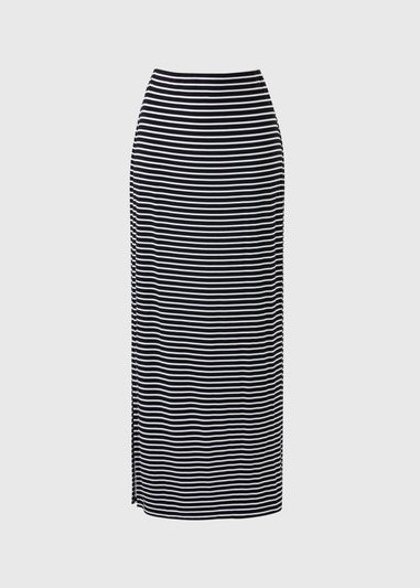 Black Stripe Jersey Maxi Skirt