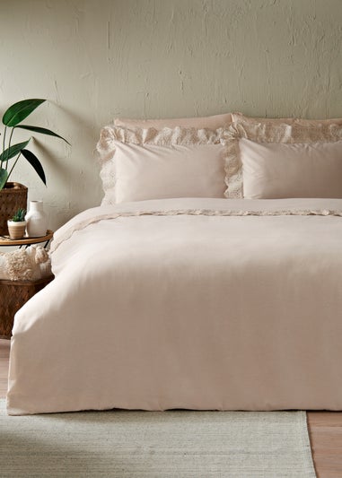 Natural Lace Frill Duvet Set