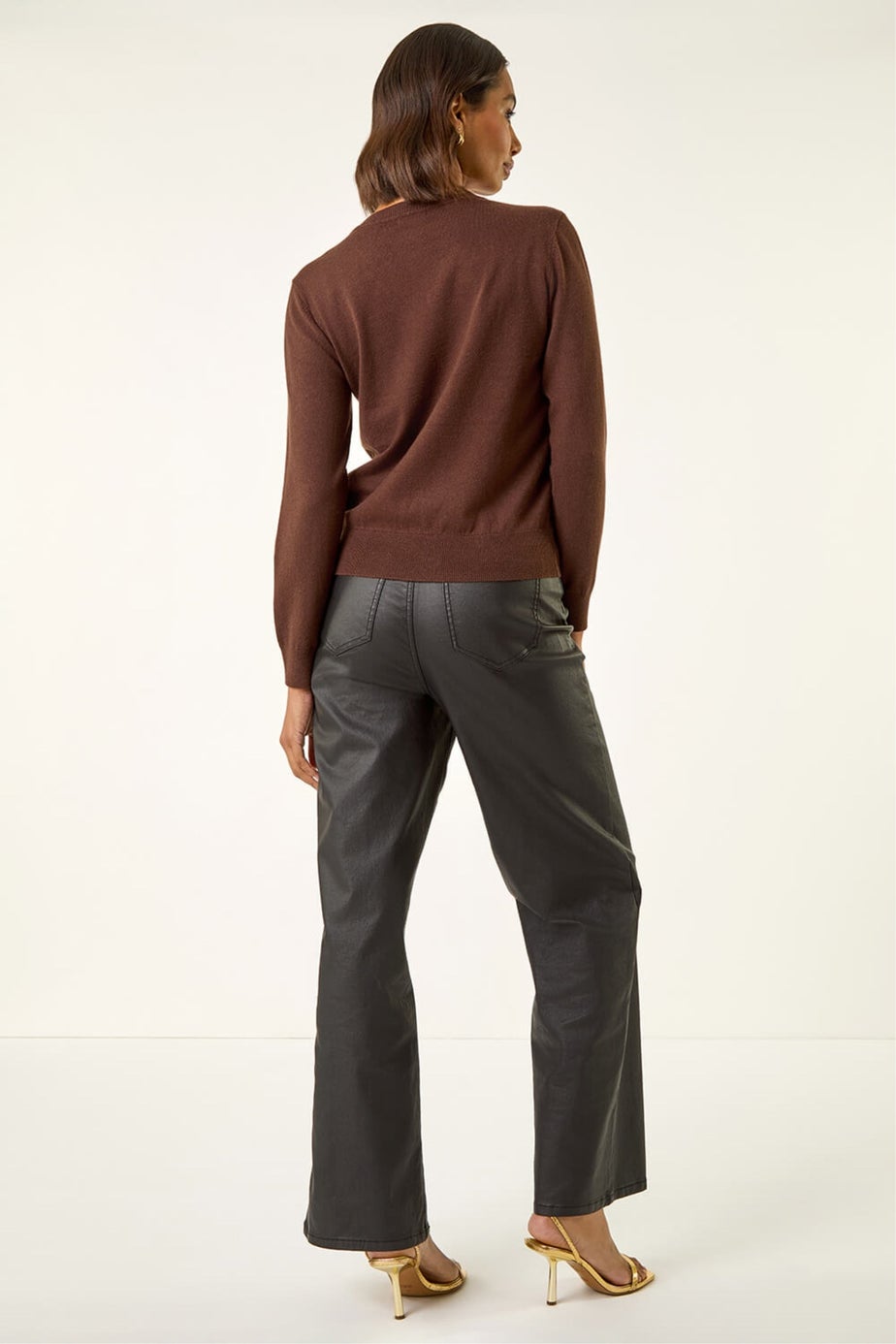 Roman Chocolate V-Neck Hotfix Knit Jumper