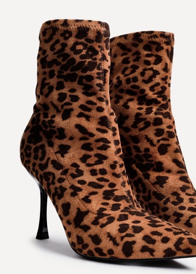 Linzi Pantha Leopard Print Ankle Sock Boot