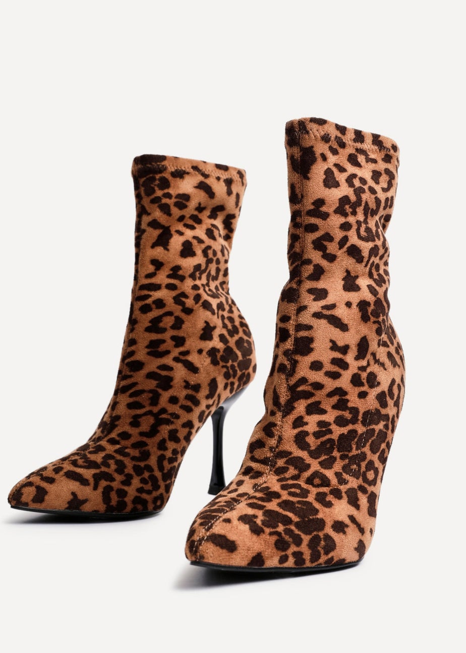 Linzi Pantha Leopard Print Ankle Sock Boot