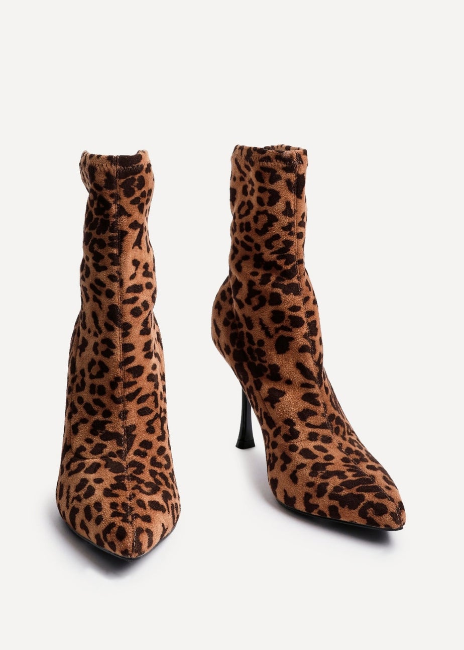 Linzi Pantha Leopard Print Ankle Sock Boot