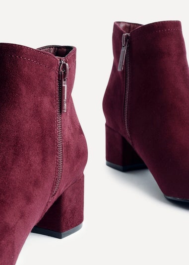 Linzi Manor Burgundy Faux Suede Block Heeled Ankle Boot