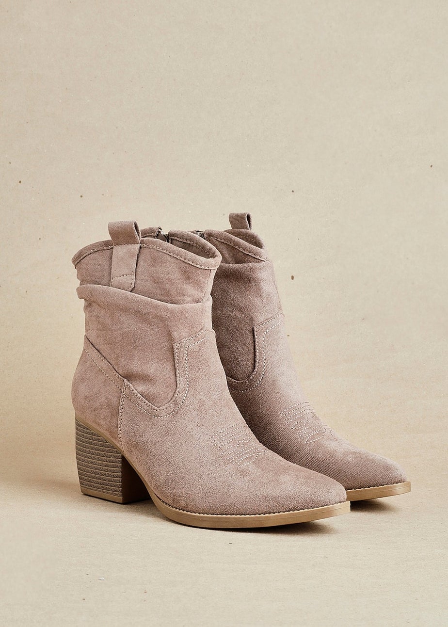 Linzi Carter Mocha Faux Suede Western Inspired Ankle Boot