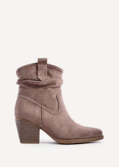 Linzi Carter Mocha Faux Suede Western Inspired Ankle Boot