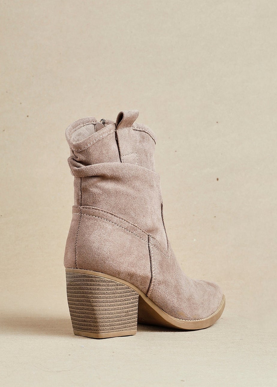 Linzi Carter Mocha Faux Suede Western Inspired Ankle Boot