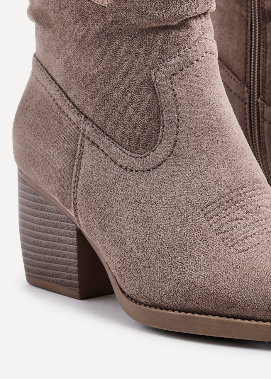 Linzi Carter Mocha Faux Suede Western Inspired Ankle Boot