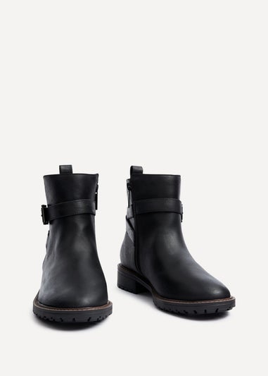 Linzi Edie Wide Fit Black Nubuck Ankle Boot