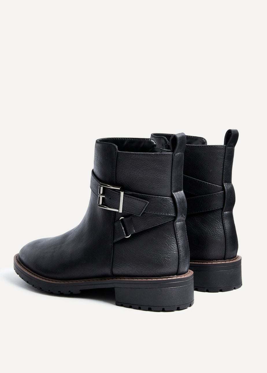 Linzi Edie Wide Fit Black Nubuck Ankle Boot