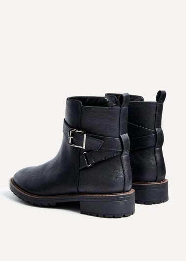 Linzi Edie Wide Fit Black Nubuck Ankle Boot