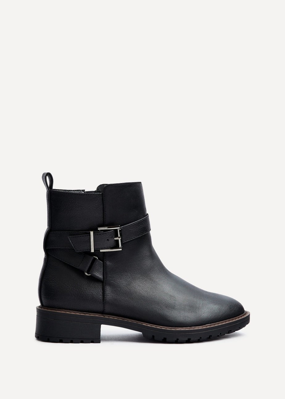 Linzi Edie Wide Fit Black Nubuck Ankle Boot