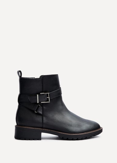 Linzi Edie Wide Fit Black Nubuck Ankle Boot