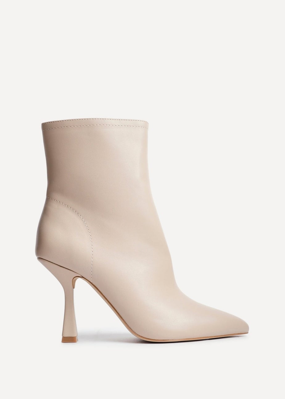 Linzi Jetta Beige Faux Leather Heeled Boot