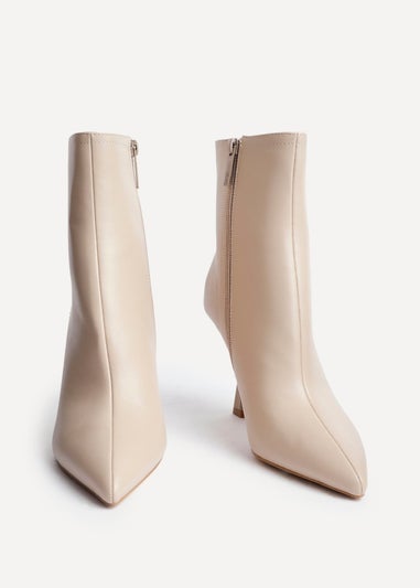Linzi Jetta Beige Faux Leather Heeled Boot