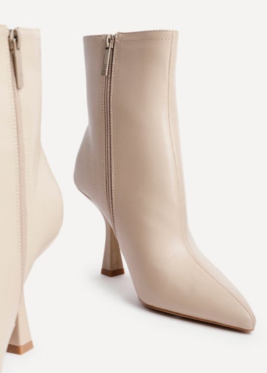 Linzi Jetta Beige Faux Leather Heeled Boot