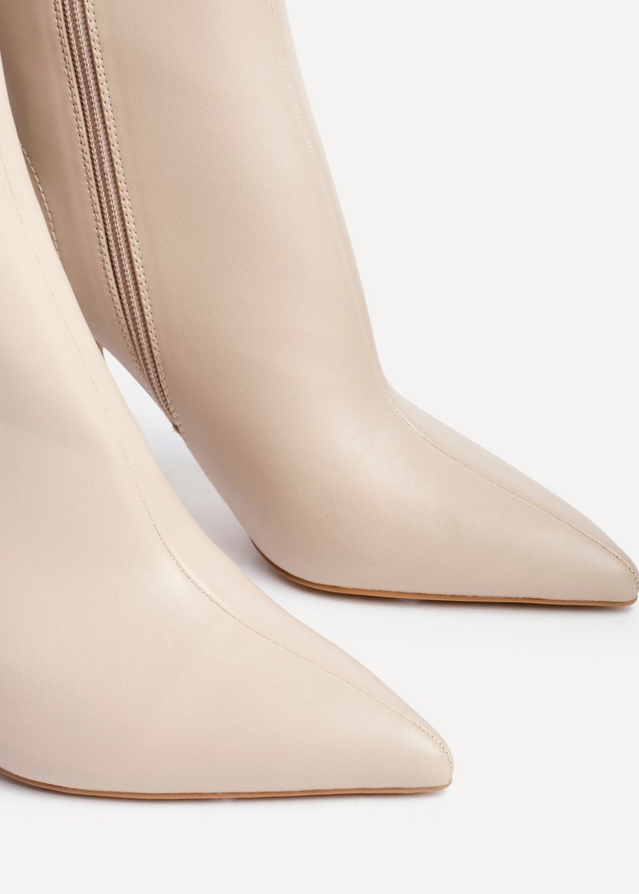 Linzi Jetta Beige Faux Leather Heeled Boot