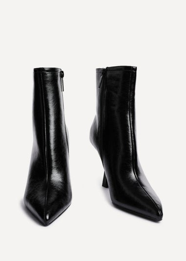Linzi Jetta Black Faux Leather Heeled Boot