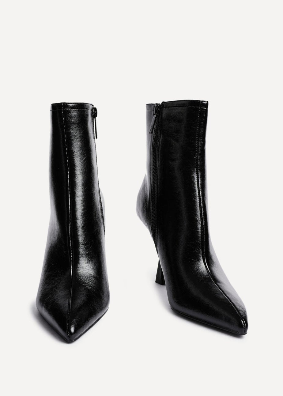 Linzi Jetta Black Faux Leather Heeled Boot