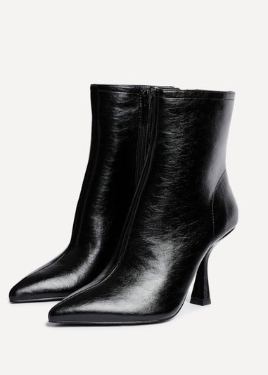Linzi Jetta Black Faux Leather Heeled Boot