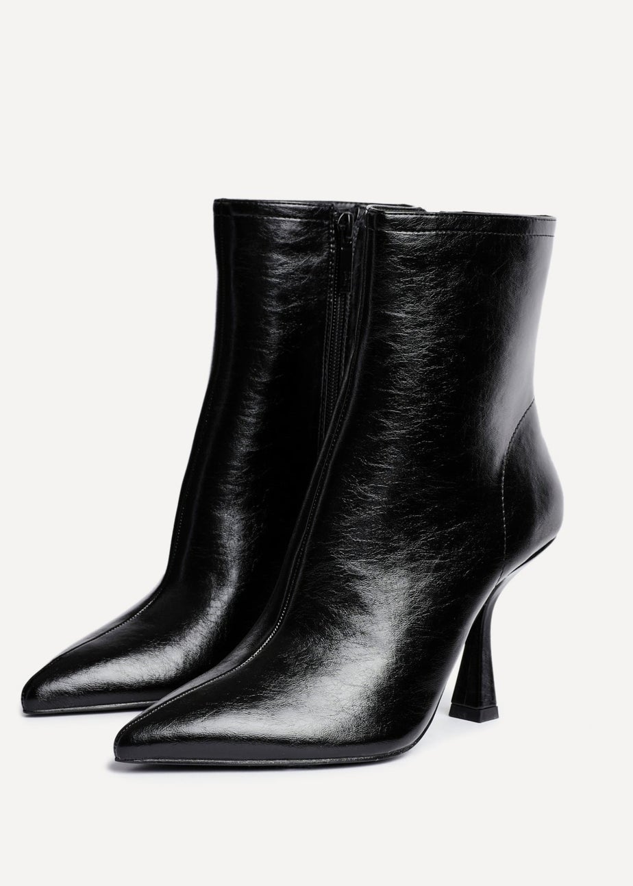 Linzi Jetta Black Faux Leather Heeled Boot