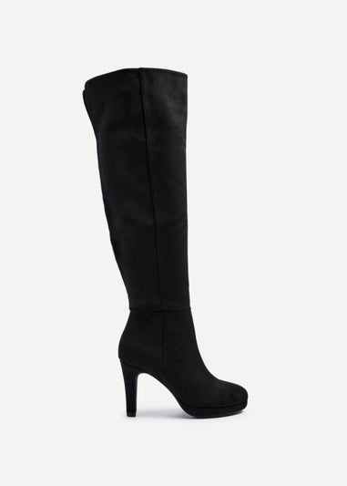 Linzi Brielle Black Faux Suede Over The Knee Heeled Boot