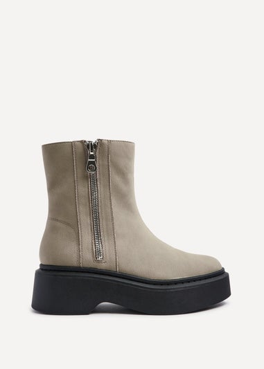 Linzi Valley Taupe Nubuck Chunky Platform Boot