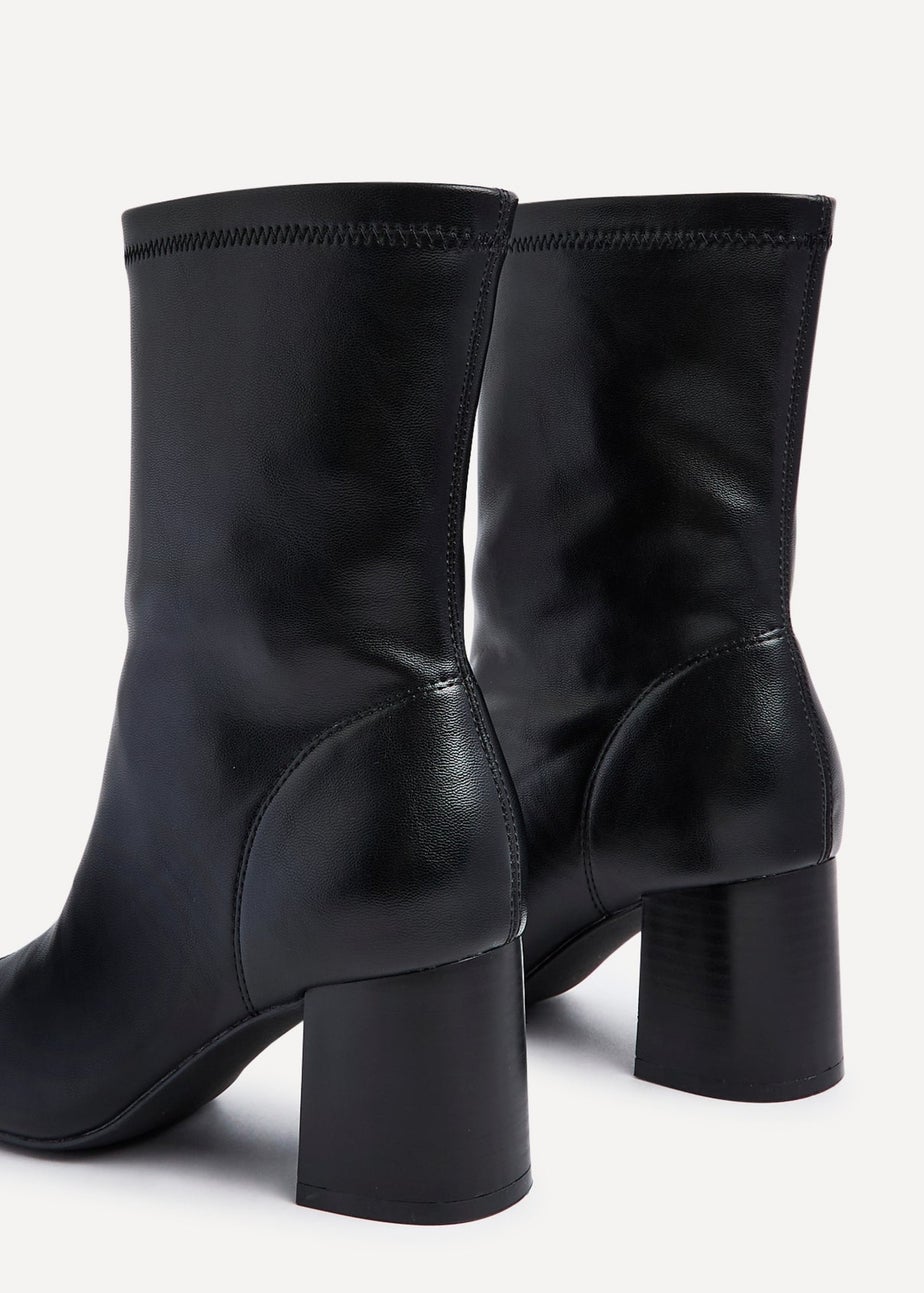 Linzi Bronx Black Faux Soft Leather Block Heel