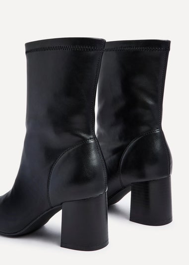 Linzi Bronx Black Faux Soft Leather Block Heel