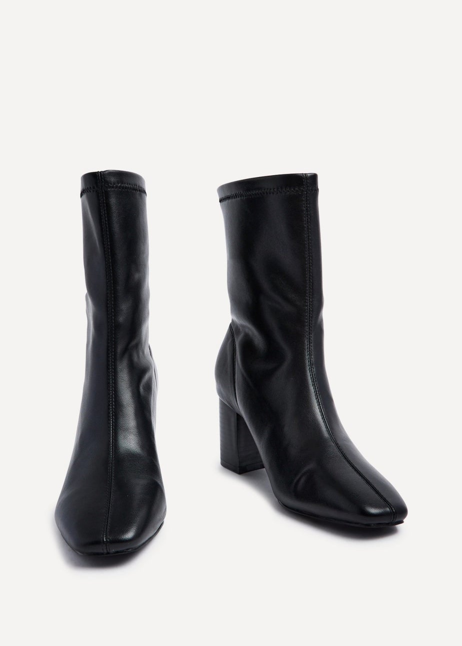 Linzi Bronx Black Faux Soft Leather Block Heel