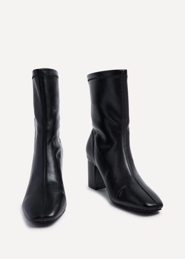 Linzi Bronx Black Faux Soft Leather Block Heel