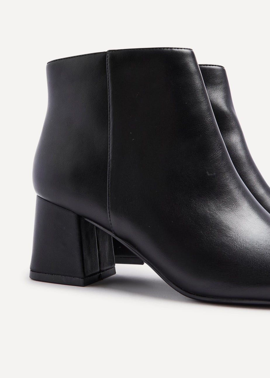 Linzi Alba Wide Fit Black Faux Leather Block Heeled Ankle Boot