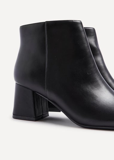 Linzi Alba Wide Fit Black Faux Leather Block Heeled Ankle Boot