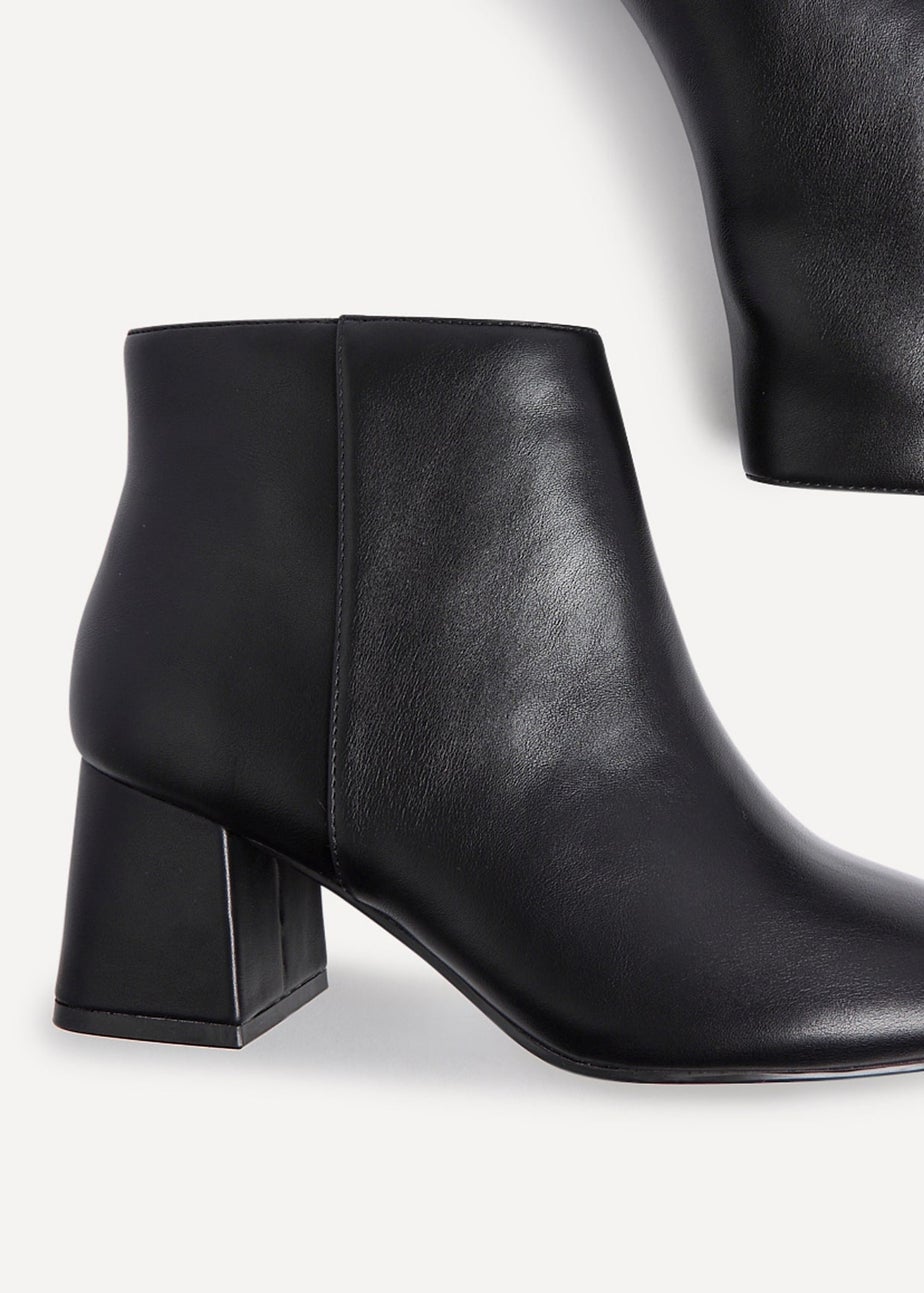 Linzi Alba Wide Fit Black Faux Leather Block Heeled Ankle Boot