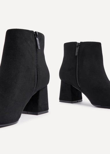 Linzi Alba Wide Fit Black Suede Block Heeled Ankle Boot